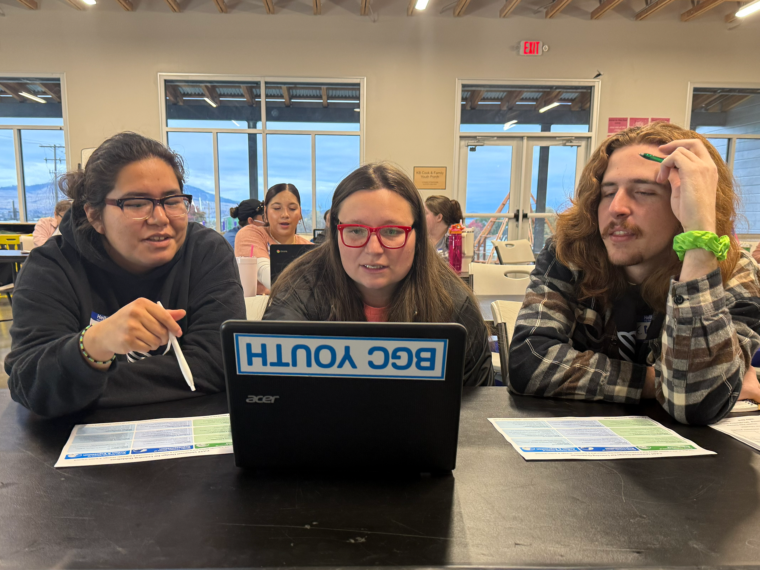Boys and Girls Club youth leaders engaged with the training material.